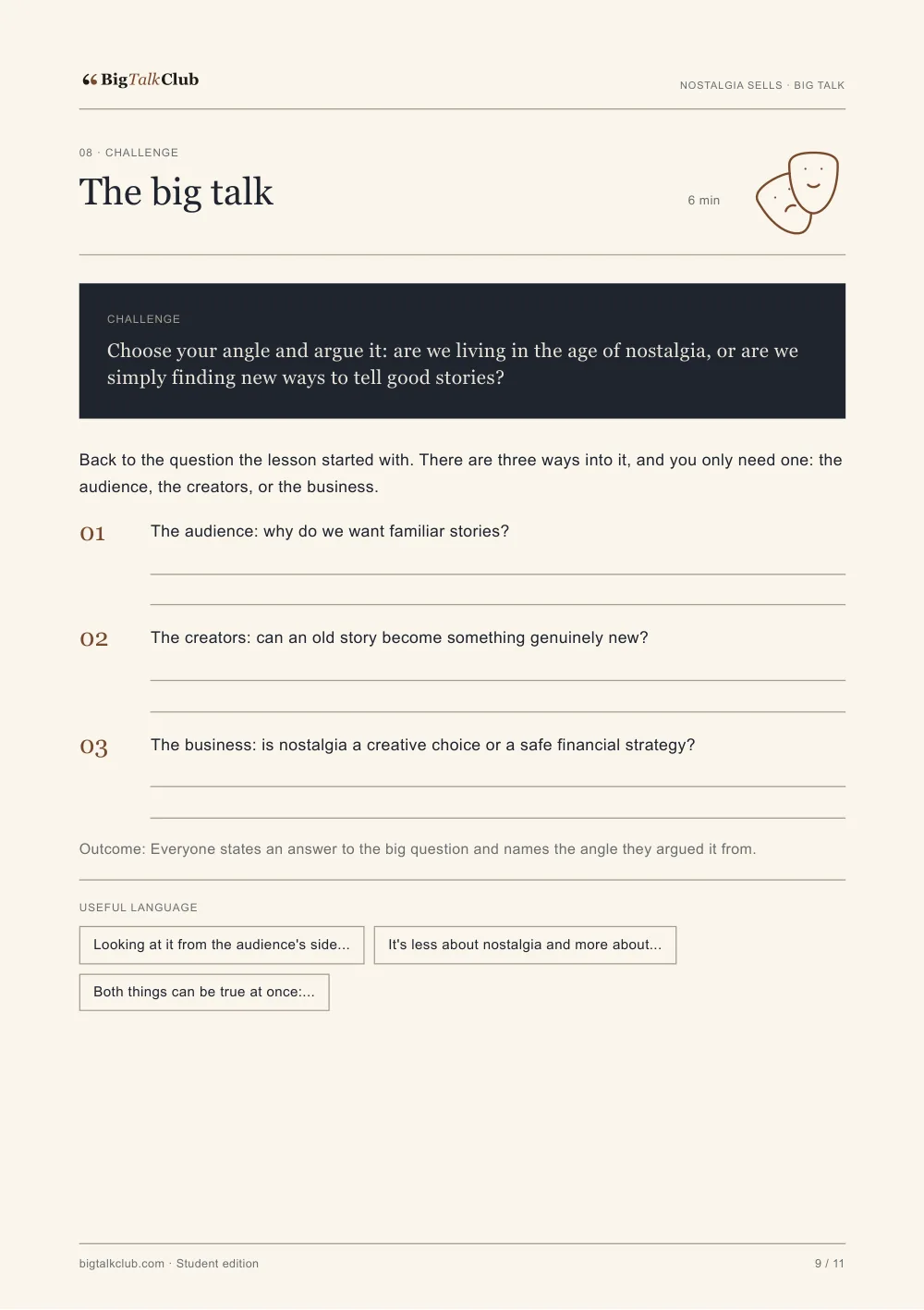 Final speaking task, Nostalgia Sells